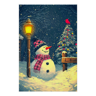 Laat het sneeuwen! Happy Christmas Snowman Perfect Poster