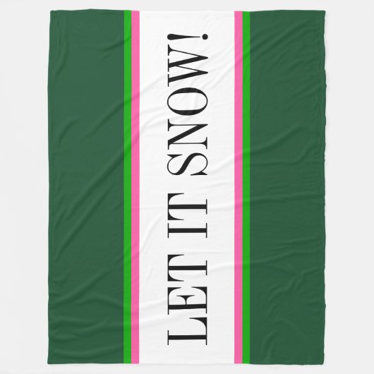 LAAT HET SNEEUWEN Heldere Witte Alpine Groene Stre Fleece Deken (Voorkant)