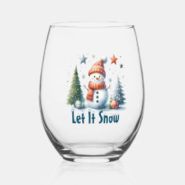 Laat het sneeuwen, Holiday Snowman Wijnglas Zonder Voet