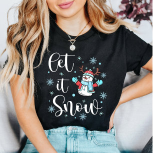 “Laat het Sneeuwen” Kerst Mooie Sneeuwman Winter T-shirt