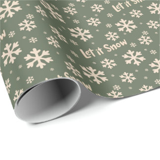 Laat het Sneeuwen Kerstmis Inpakpapier - Groen