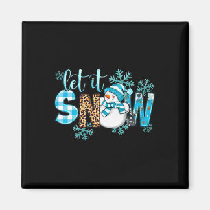 Laat het Sneeuwen Kerstmis Sneeuwman Sneeuwvlokken Magneet