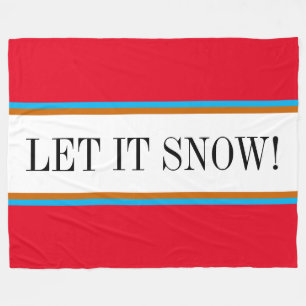 LAAT HET SNEEUWEN Leuke Feestelijke Helderrode Wit Fleece Deken