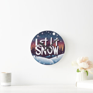 Laat het sneeuwen met het prachtige winterwonderla ronde klok