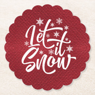 Laat het sneeuwen met kersttypografie Red/White ID Kartonnen Onderzetters