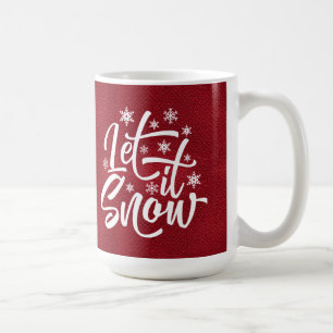 Laat het sneeuwen met kersttypografie Red/White ID Koffiemok