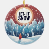 Laat het sneeuwen met mooi  landschap keramisch ornament (Achterkant)