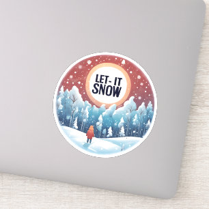 Laat het sneeuwen met mooi landschap sticker