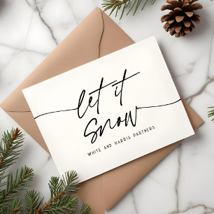 Laat het sneeuwen Minimalistisch Script Bedrijfsna Feestdagenkaart