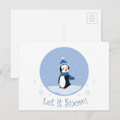 Laat het sneeuwen! (Pinguïn) Feestdagenkaart (Voorkant / Achterkant)