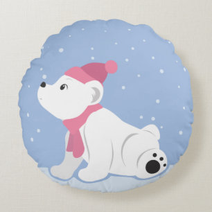 Laat het sneeuwen! (Polaire Beer Cub) Rond Kussen