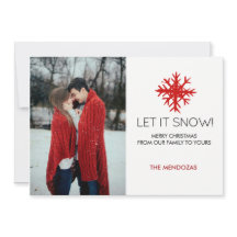 Laat het sneeuwen! Red White Snowflakes Fotokerstm