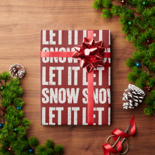 Laat het Sneeuwen Retro Familie Kerst Matching Cadeaupapier