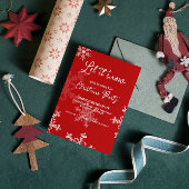 Laat het sneeuwen rode sneeuwvlokken Kerstfeest Kaart