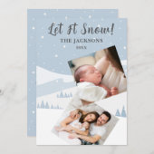 Laat het sneeuwen scène foto kerstkaart (Voorkant / Achterkant)