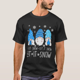 Laat het Sneeuwen Schattige Drie Blauwe Gnome Over T-shirt
