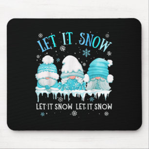 Laat het sneeuwen Schattige drie Blue Gnome Xmas P Muismat