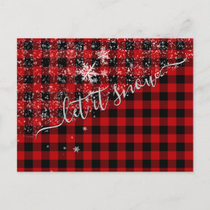 Laat het sneeuwen script Buffalo Plaid Briefkaart