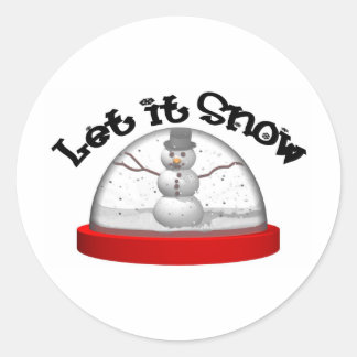 Laat het sneeuwen, sneeuw Wereldbol Ronde Sticker