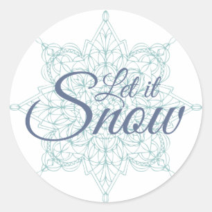 "Laat het sneeuwen" Snowflake Design in Blue Class Ronde Sticker