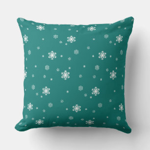 Laat het sneeuwen, Snowflakes Patroon op Blauwgroe Kussen