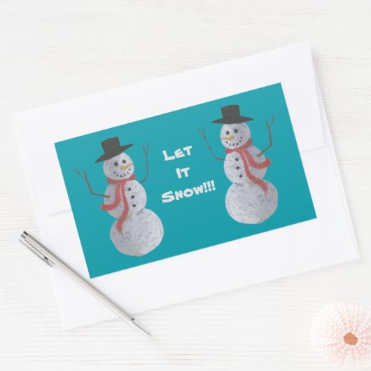 Laat het sneeuwen!!! Snowman Rechthoekige Sticker (Envelop)