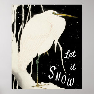 Laat het sneeuwen - Snowy Heron -  art - 20 -  Poster