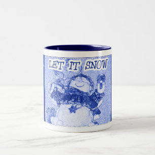 Laat het sneeuwen tweekleurige koffiemok