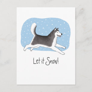"Laat het sneeuwen!" Vrolijk hondenontwerp Feestdagenkaart