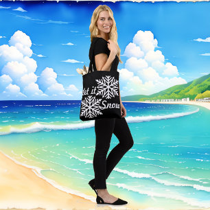 Laat het sneeuwen winter witte sneeuwvlokken elega draagtas