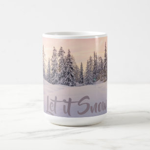 Laat het sneeuwen Winter Wood Scene Coffee Mok