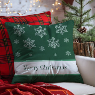 Laat het Sneeuwfeestdag Pillow, Green Kussen