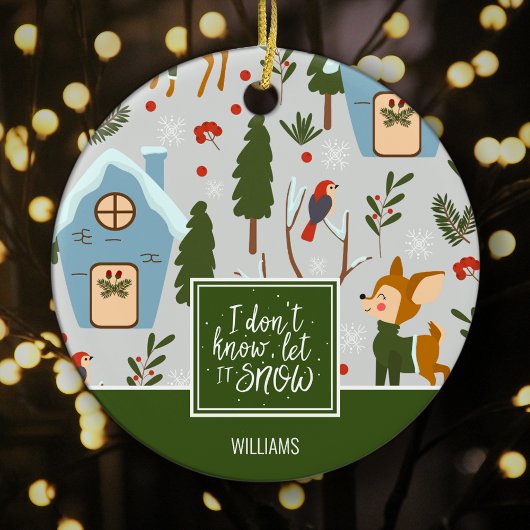 Laat het sneeuwkatje de groene kerst geven keramisch ornament