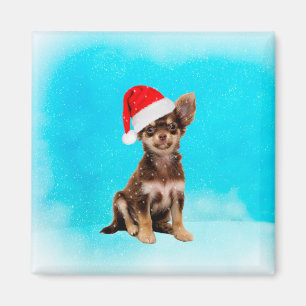 Laat het Sneeuwkerst Chihuahua Dog Wearing Pet Magneet