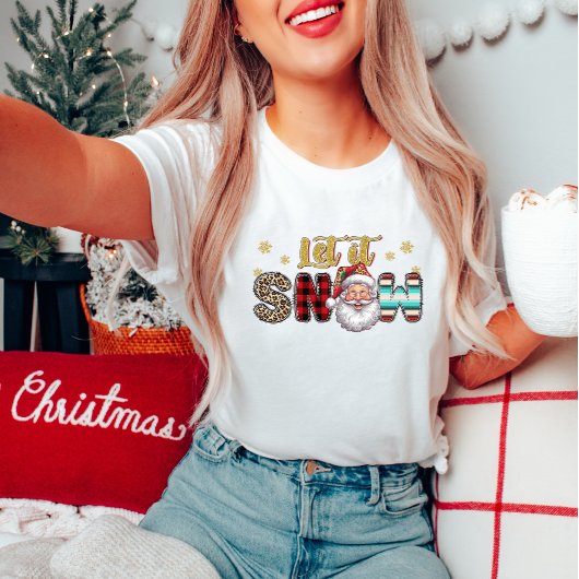 Laat het Sneeuwkerstman Vrouwen Kerstmis T-shirt