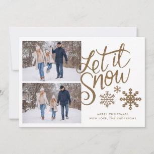 Laat het sneeuwkerstvakantie 2 fotokaart feestdagenkaart