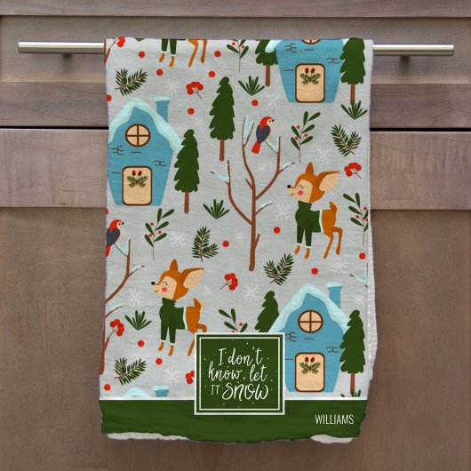 Laat het Sneeuwklop Reindeerpatroon met de naam Gr Theedoek