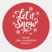 Laat het Sneeuwrood gepersonaliseerd Ronde Sticker (Voorkant)