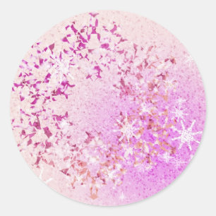 Laat het sneeuwroze ronde sticker