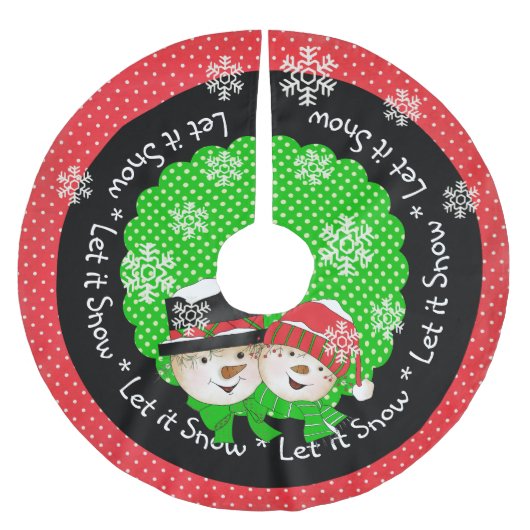 Laat het Sneeuwse Snowmen Holiday Boom Reuk Kerstboom Rok (Voorkant)
