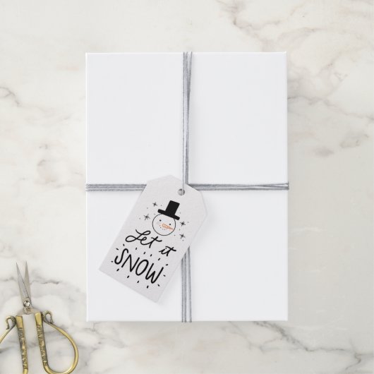 Laat het sneeuwsneeuwman cadeaulabel (Met Touw)