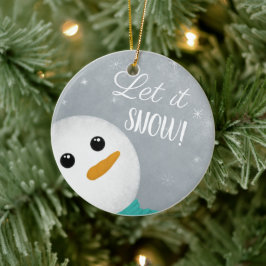 Laat het sneeuwsneeuwman keramisch ornament