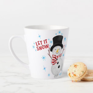 Laat het sneeuwsneeuwman latte mok
