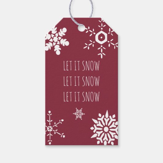 Laat het sneeuwvlokken sneeuwen, gepersonaliseerd cadeaulabel (Voorkant)