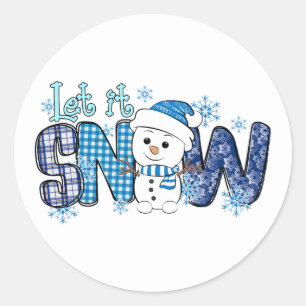 Laat het sneeuwvlokken snoeren ronde sticker