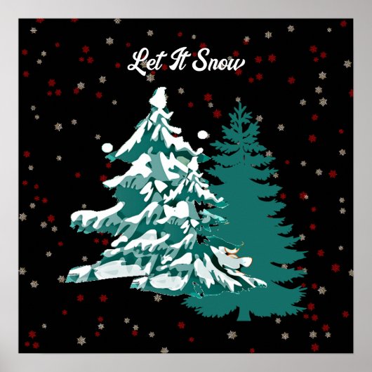 Laat het sneeuwwinterkerstbos met de Waterverf Poster (Voorkant)