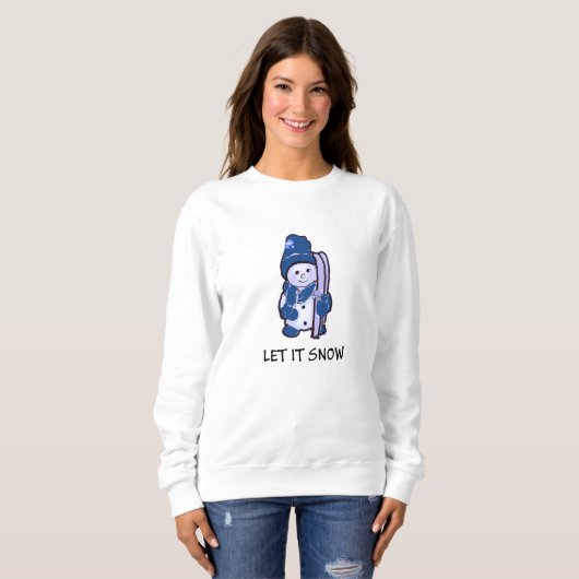 Laat het Sneeuwwitshirt van Snowman Ready to Ski Trui (Voorkant volledig)