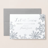 Laat het Sneeuwzilverfolie Sneeuwvlokken Kerst Kaa Folie Kaarten (Voorkant met envelop)