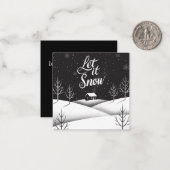 Laat het Sneeuwzwart en Wit Mini Kerst Kaart Notitiekaartje (Voorkant / Achterkant in situ)