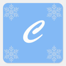 Laat het Snow Blue Monogram Sticker Seals
